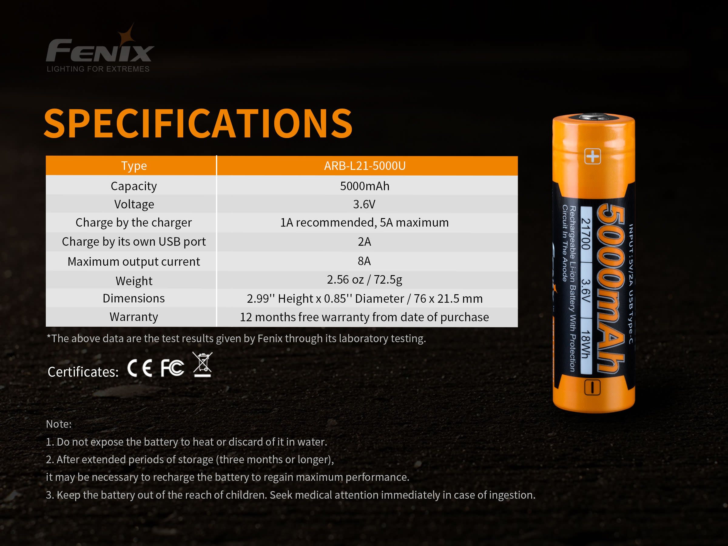 Fenix ARB-L21-5000U Rechargable Battery