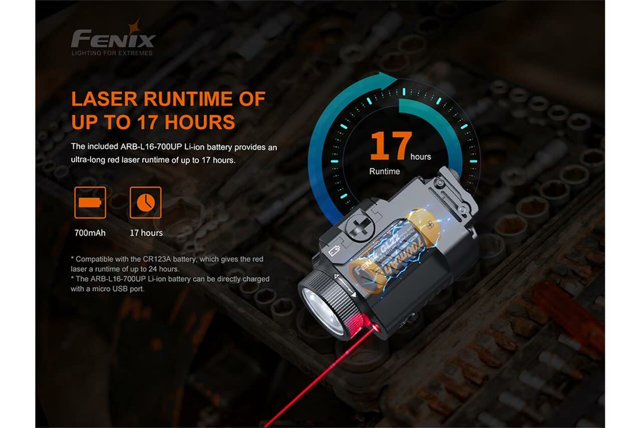 Fenix GL22 High Output Rechargeable Tac Light/Red Laser